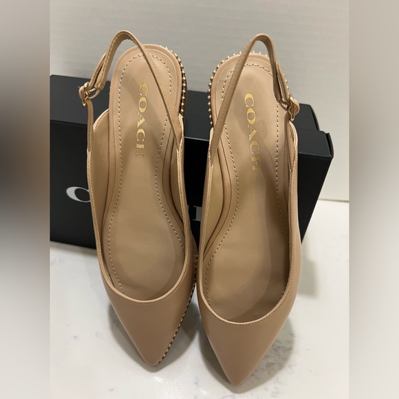 Coach Tan Leather Flats with Whipstitching - Picture 9 of 11